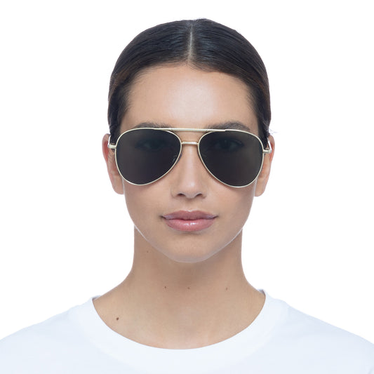 Alpha Bright Gold Uni-Sex Aviator Sunglasses | Aire