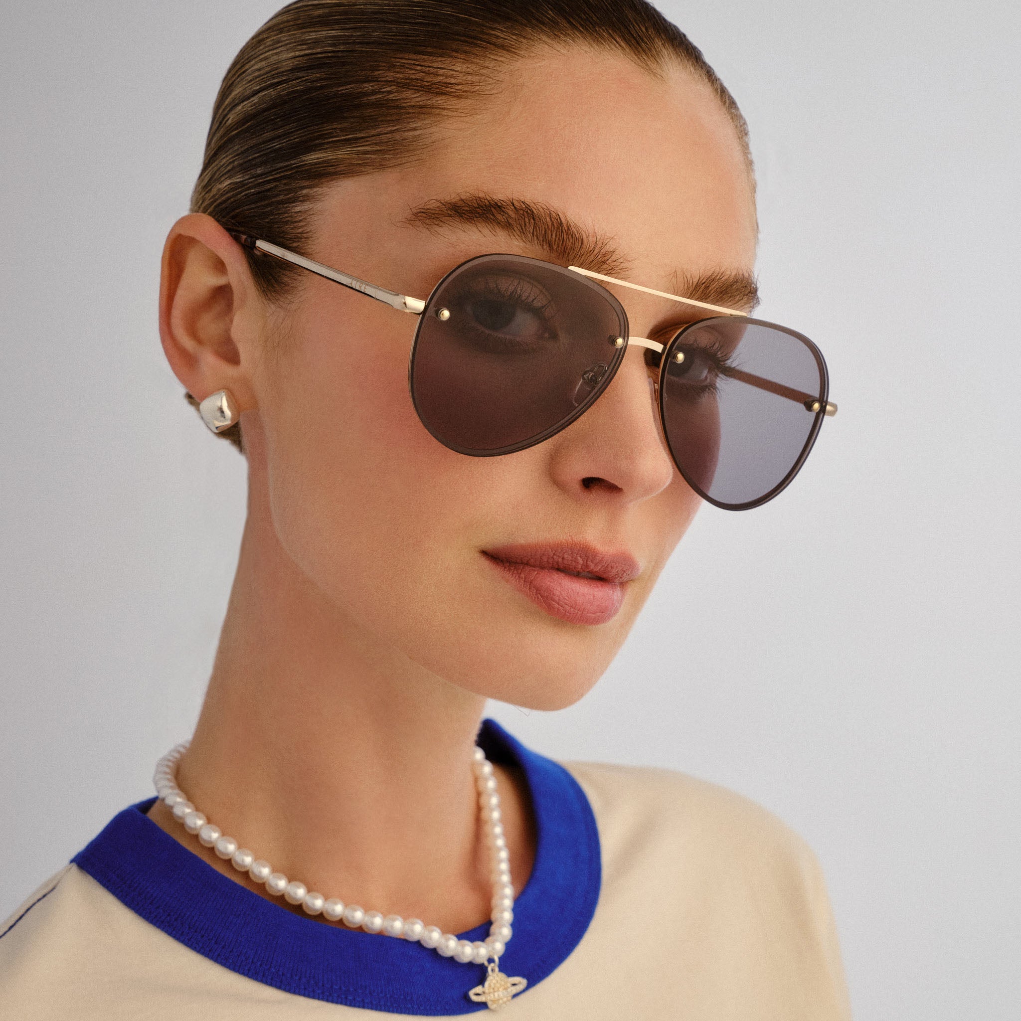 Mirzam Gold Cookie Tort Female Aviator Sunglasses | Aire – AIRE US