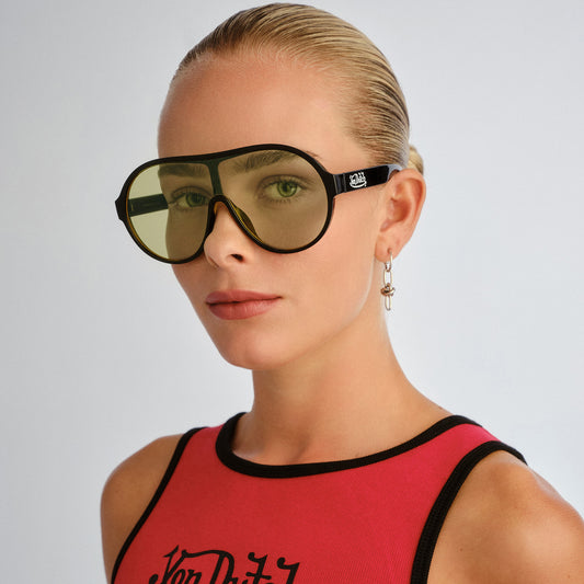 Scandalous Black Uni-Sex Aviator Sunglasses | Aire