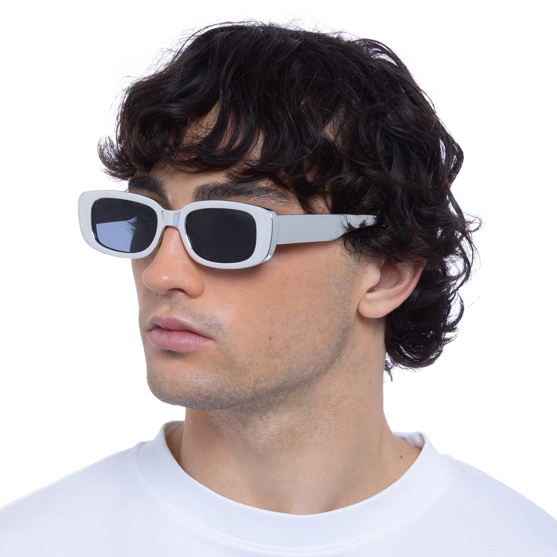 Ceres Silver Chrome Uni-Sex Rectangle Sunglasses | Aire