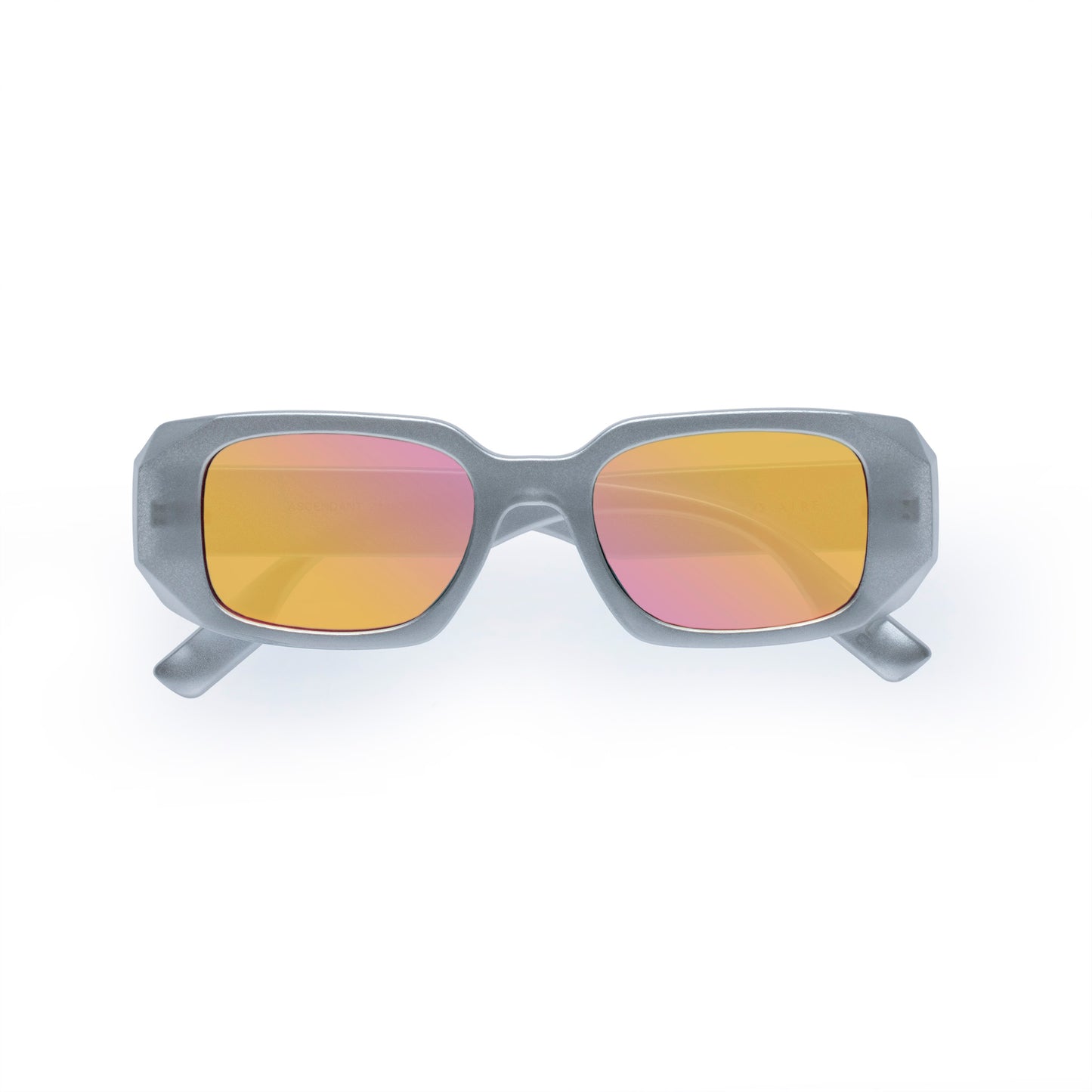 Ascendant Matte Metallic Silver Uni-Sex Rectangle Sunglasses | Aire