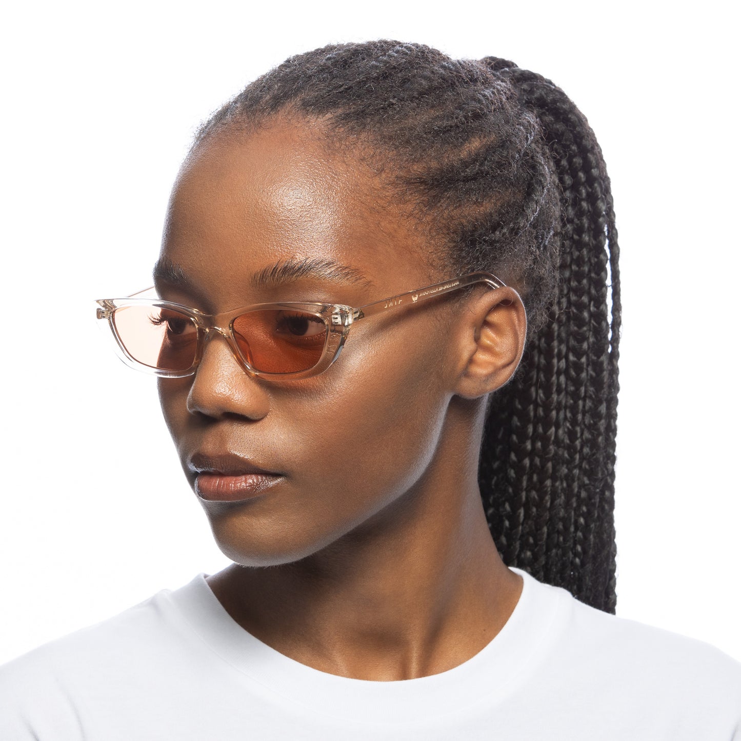 Titania Champagne Female Cat-Eye Sunglasses | Aire