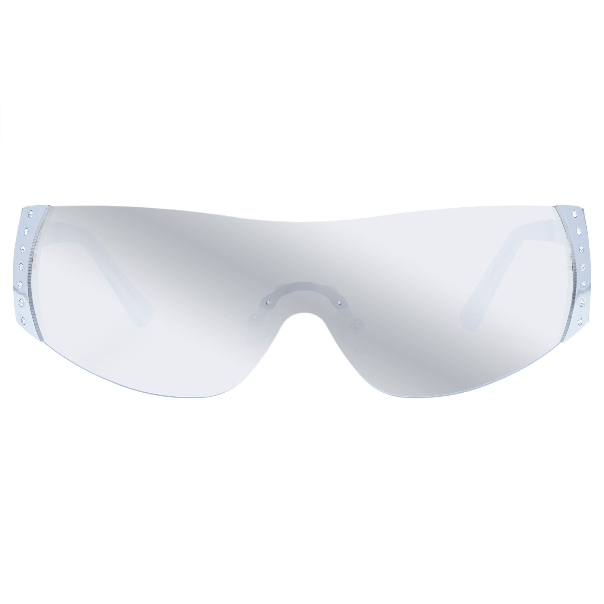 Saturn Silver Crystal Clear Female Shield Sunglasses | Aire