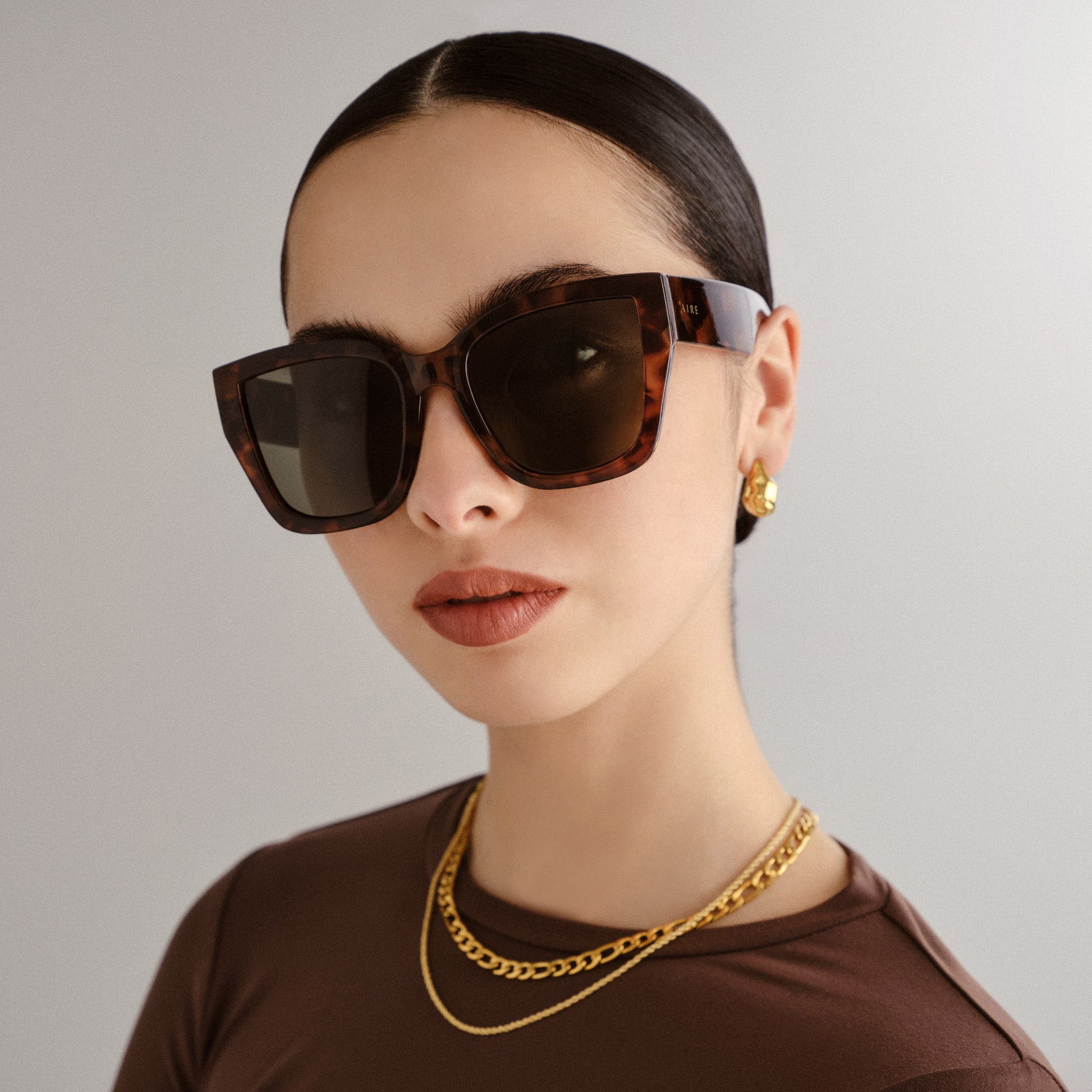 Haedus Dark Tort Female Square Sunglasses | Aire