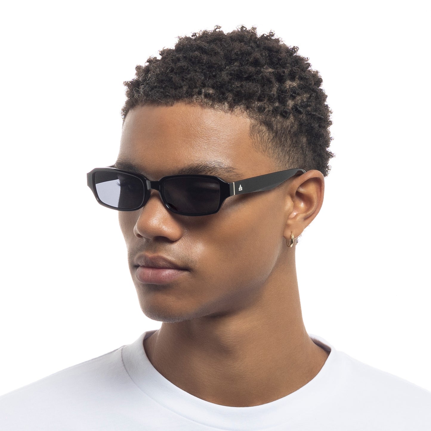 Crater Black Silver Uni-Sex Rectangle Sunglasses | Aire