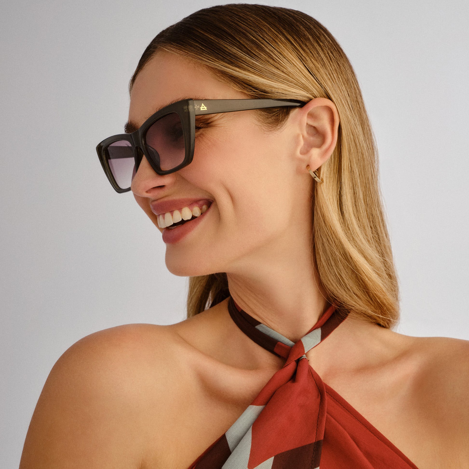 Solstice Khaki Female Cat-Eye Sunglasses | Aire
