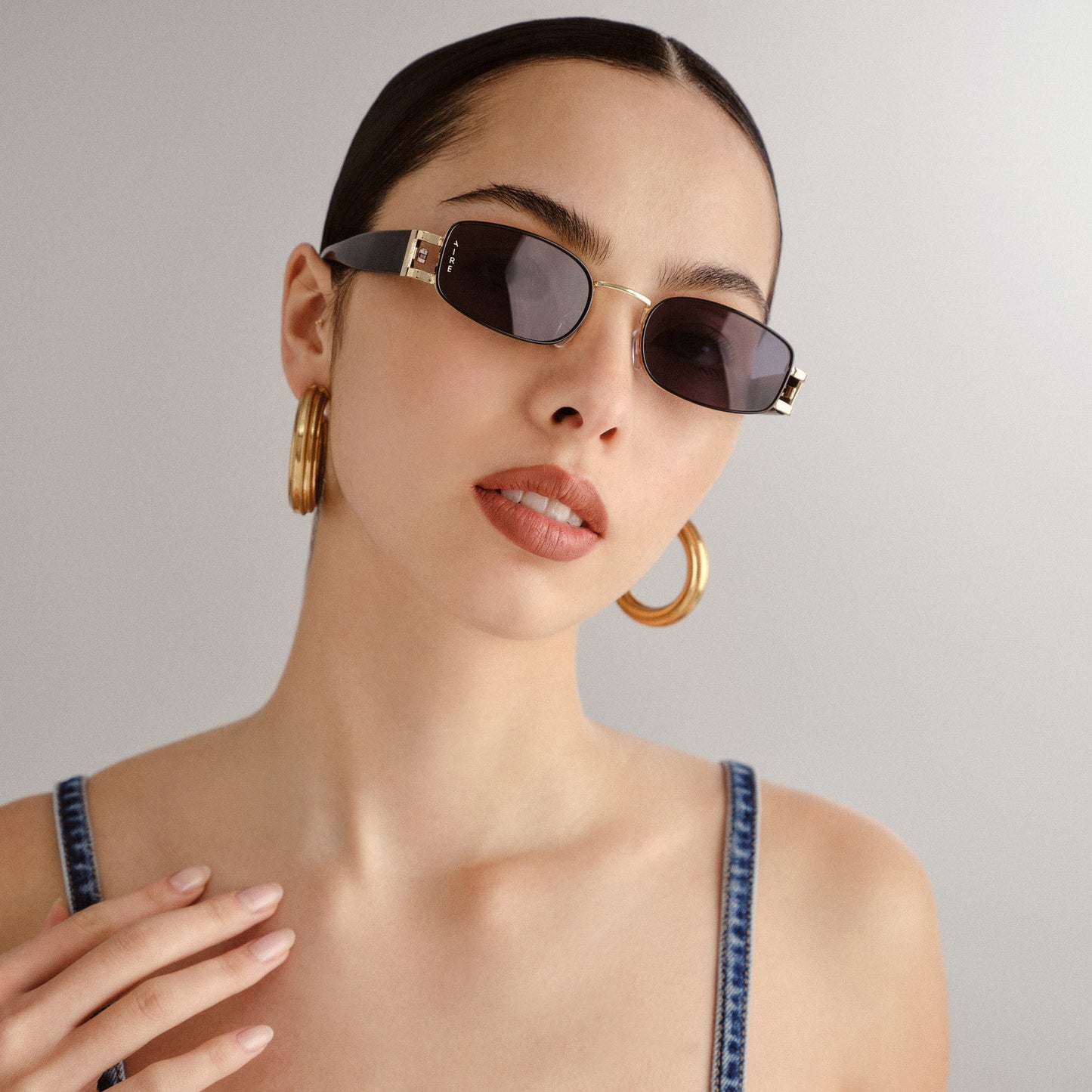 Sirius Gold Black Uni-Sex Rectangle Sunglasses | Aire