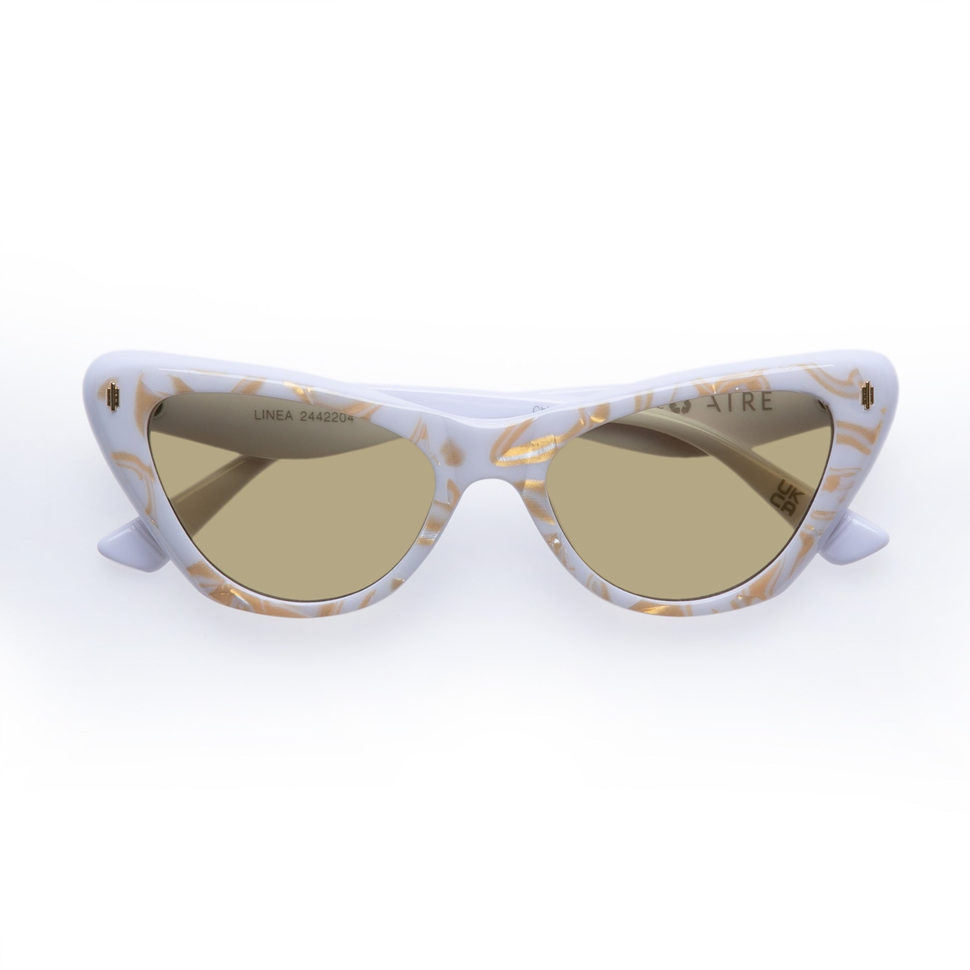 Linea White Marble Female Cat-Eye Sunglasses | Aire