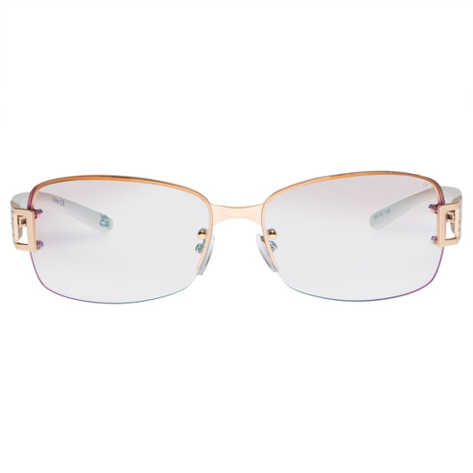 Phoenix Soft Gold White Female Shield Sunglasses | Aire