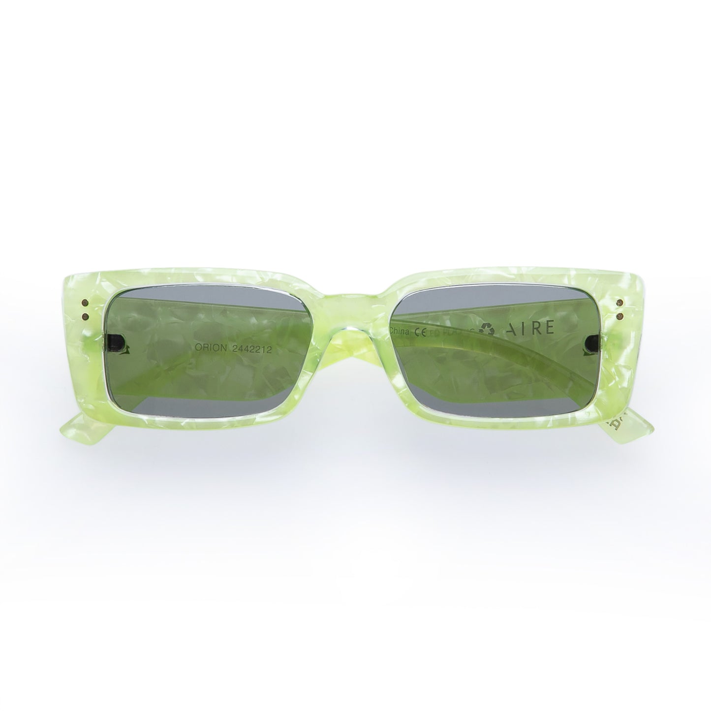 Orion Glowing Green Marble Uni-Sex Rectangle Sunglasses | Aire