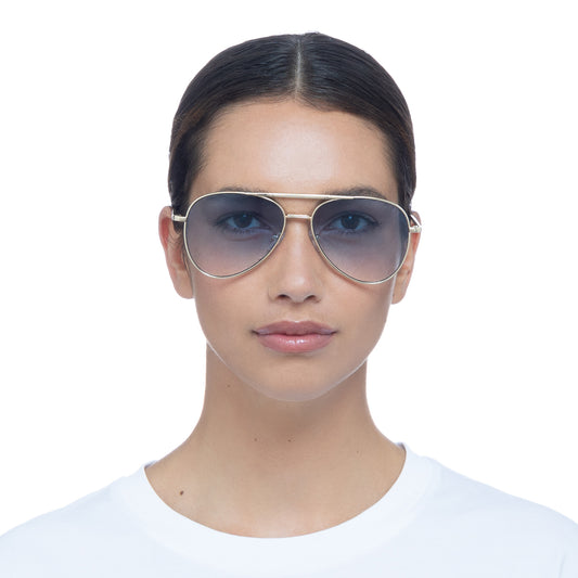 Alpha Bright Gold Uni-Sex Aviator Sunglasses | Aire