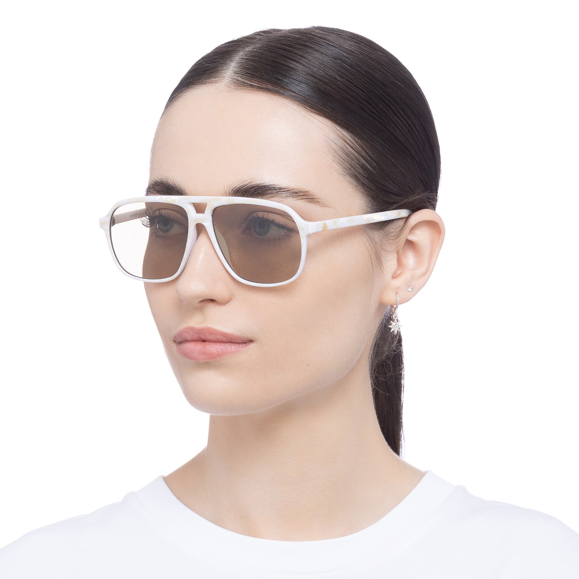 Monoceros White Marble Uni-Sex Aviator Sunglasses | Aire