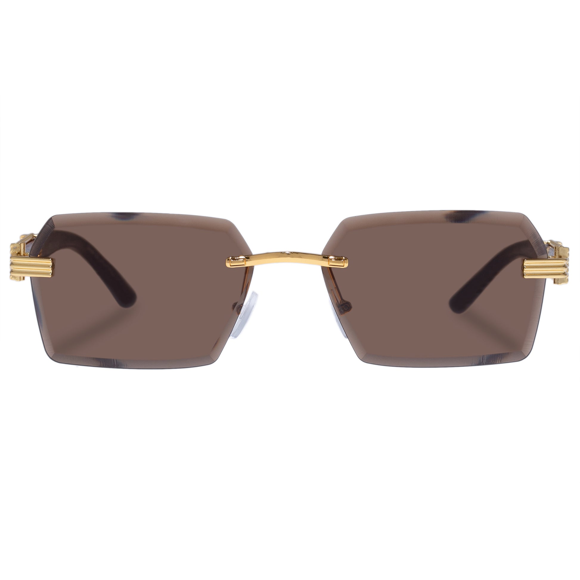 Nebula Bright Gold Woodgrain Uni-Sex Rectangle Sunglasses | Aire