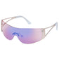 Saturn Satin Gold Crystal Clear Female Wrap Sunglasses | Aire