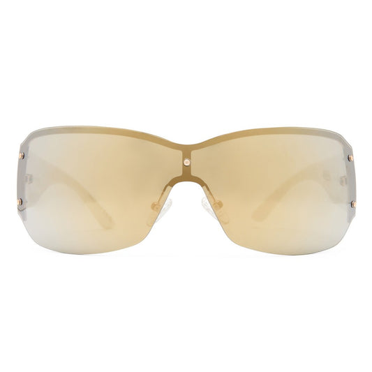 Tabloid Gold White Uni-Sex Wrap Sunglasses | Aire