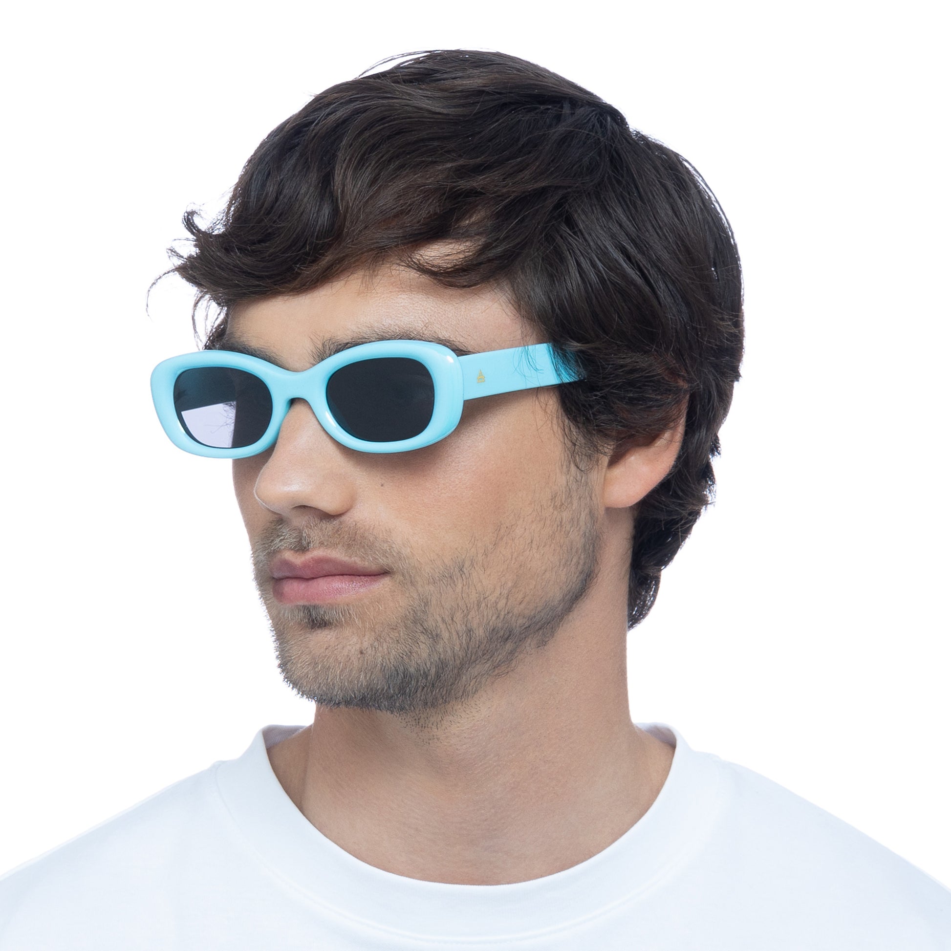 AIRE calisto oval sunglasses in iridescent blue