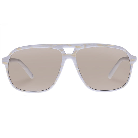 Monoceros White Marble Uni-Sex Aviator Sunglasses | Aire