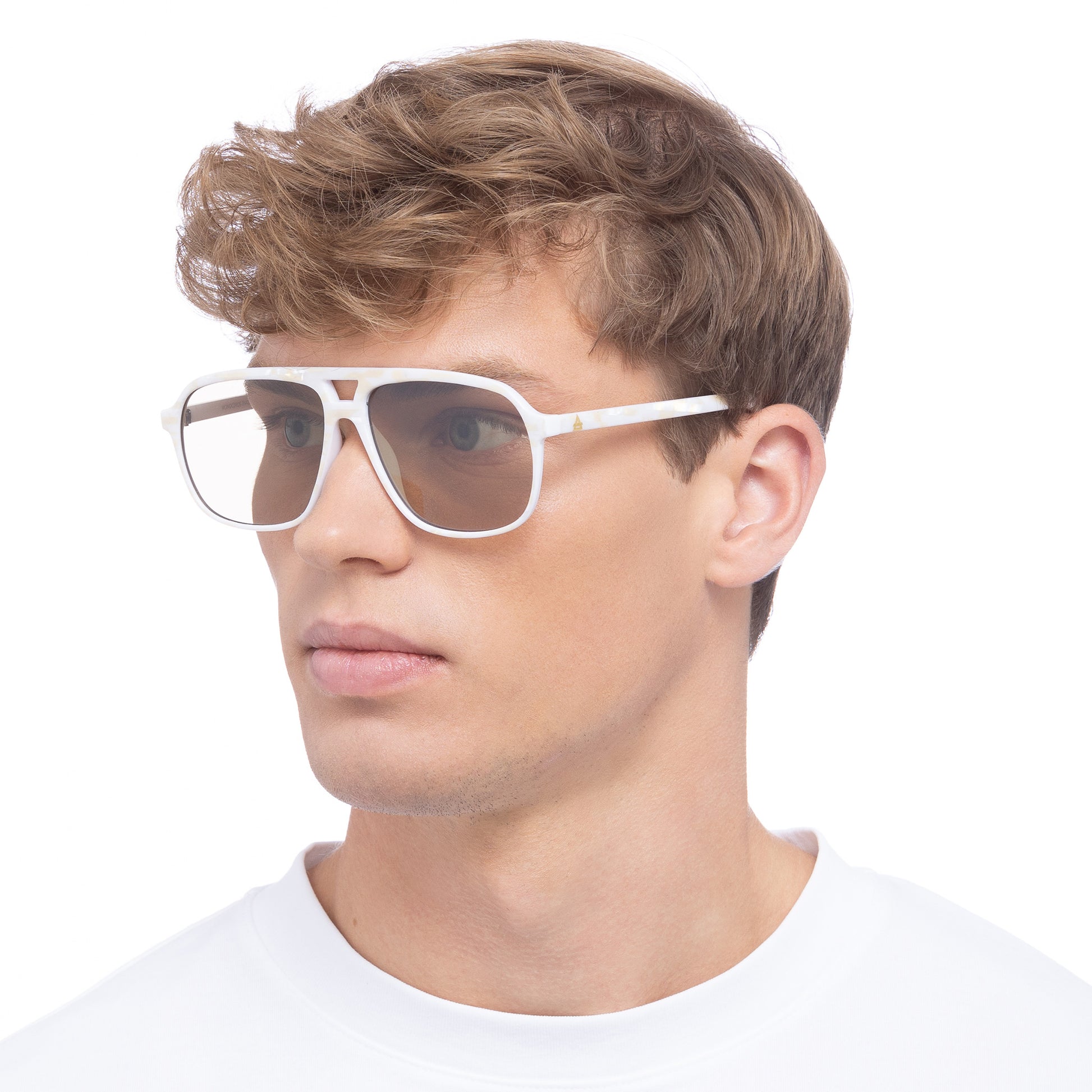 Monoceros White Marble Uni-Sex Aviator Sunglasses | Aire