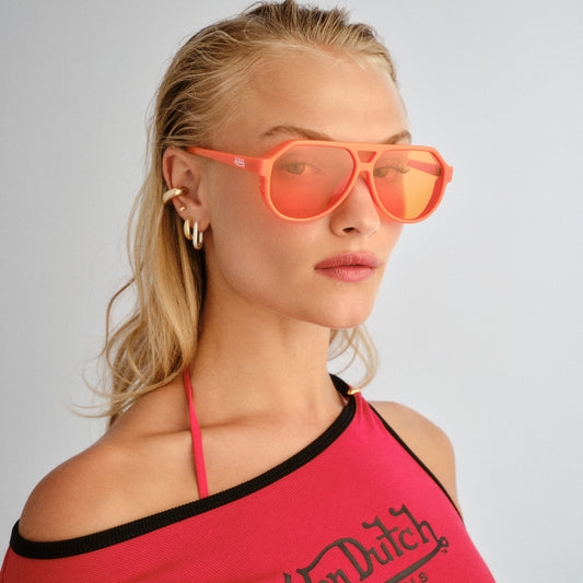 Shameless Neon Orange Uni-Sex Aviator Sunglasses | Aire