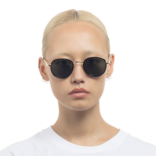 Cygnus Black Gold Uni-Sex Round Sunglasses | Aire