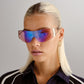 Saturn Satin Gold Crystal Clear Female Wrap Sunglasses | Aire