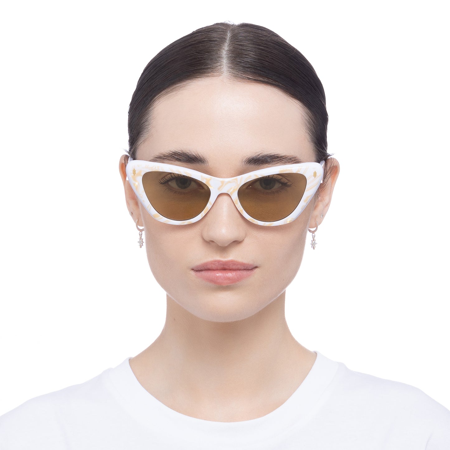 Linea White Marble Female Cat-Eye Sunglasses | Aire