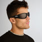 Outlawed Matte Black Uni-Sex Wrap Sunglasses | Aire