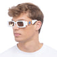 Apollo White Uni-Sex Rectangle Sunglasses | Aire