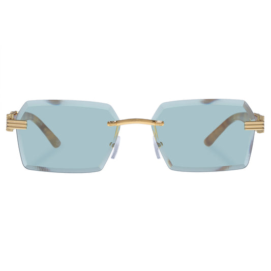 Nebula Bright Gold Vintage Tort Uni-Sex Rectangle Sunglasses | Aire