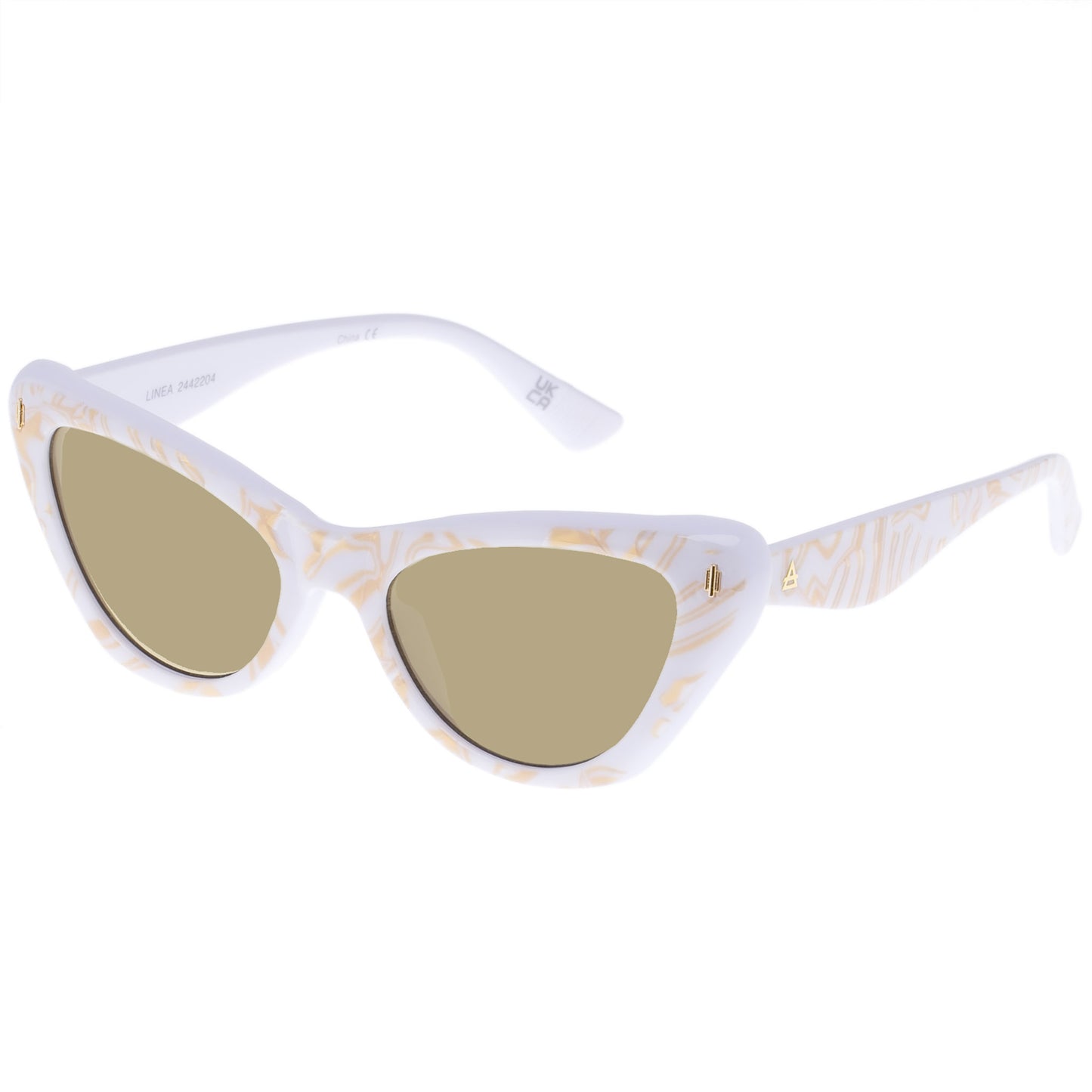 Linea White Marble Female Cat-Eye Sunglasses | Aire