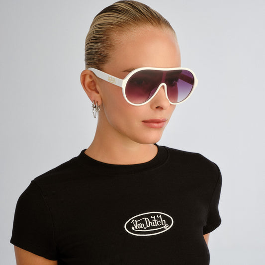 Scandalous White Uni-Sex Aviator Sunglasses | Aire