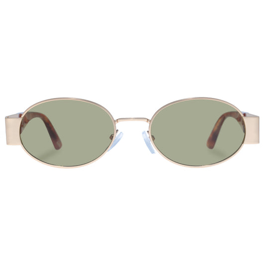 Mars Satin Gold Vintage Tort Uni-Sex Oval Sunglasses | Aire