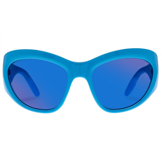 Helium Electric Blue Uni-Sex Wrap Sunglasses | Aire