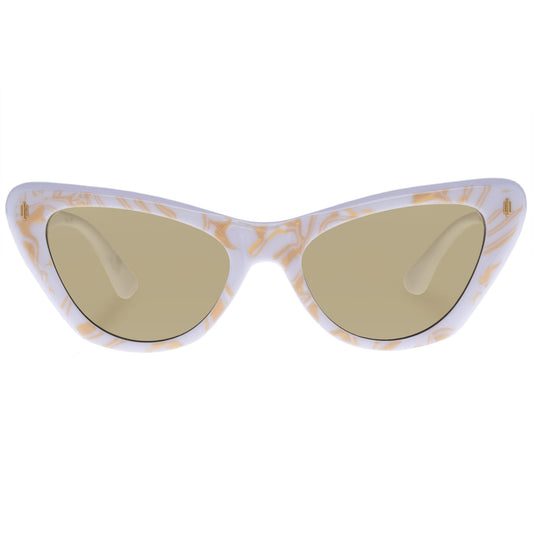 Linea White Marble Female Cat-Eye Sunglasses | Aire