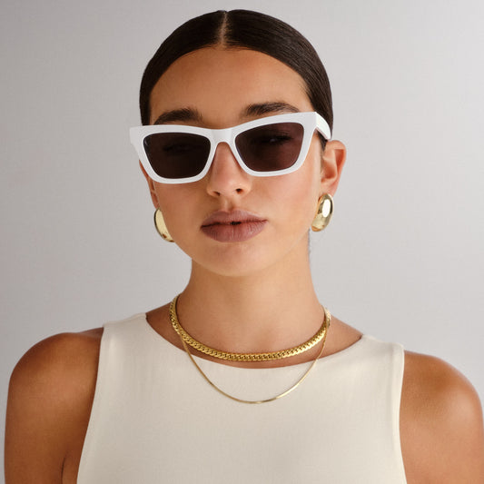 Amplitude White Female Cat-Eye Sunglasses | Aire