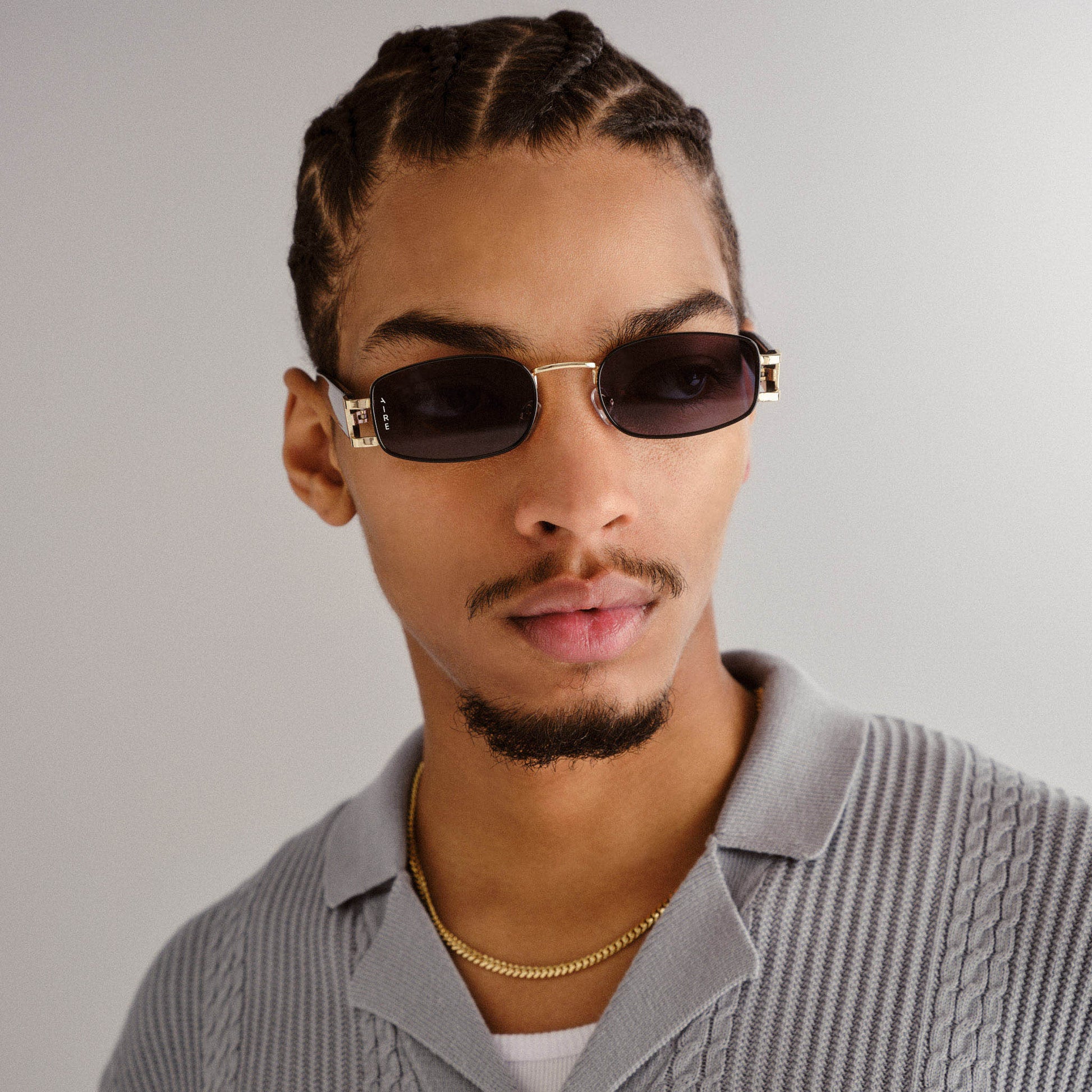 Sirius Gold Black Uni-Sex Rectangle Sunglasses | Aire