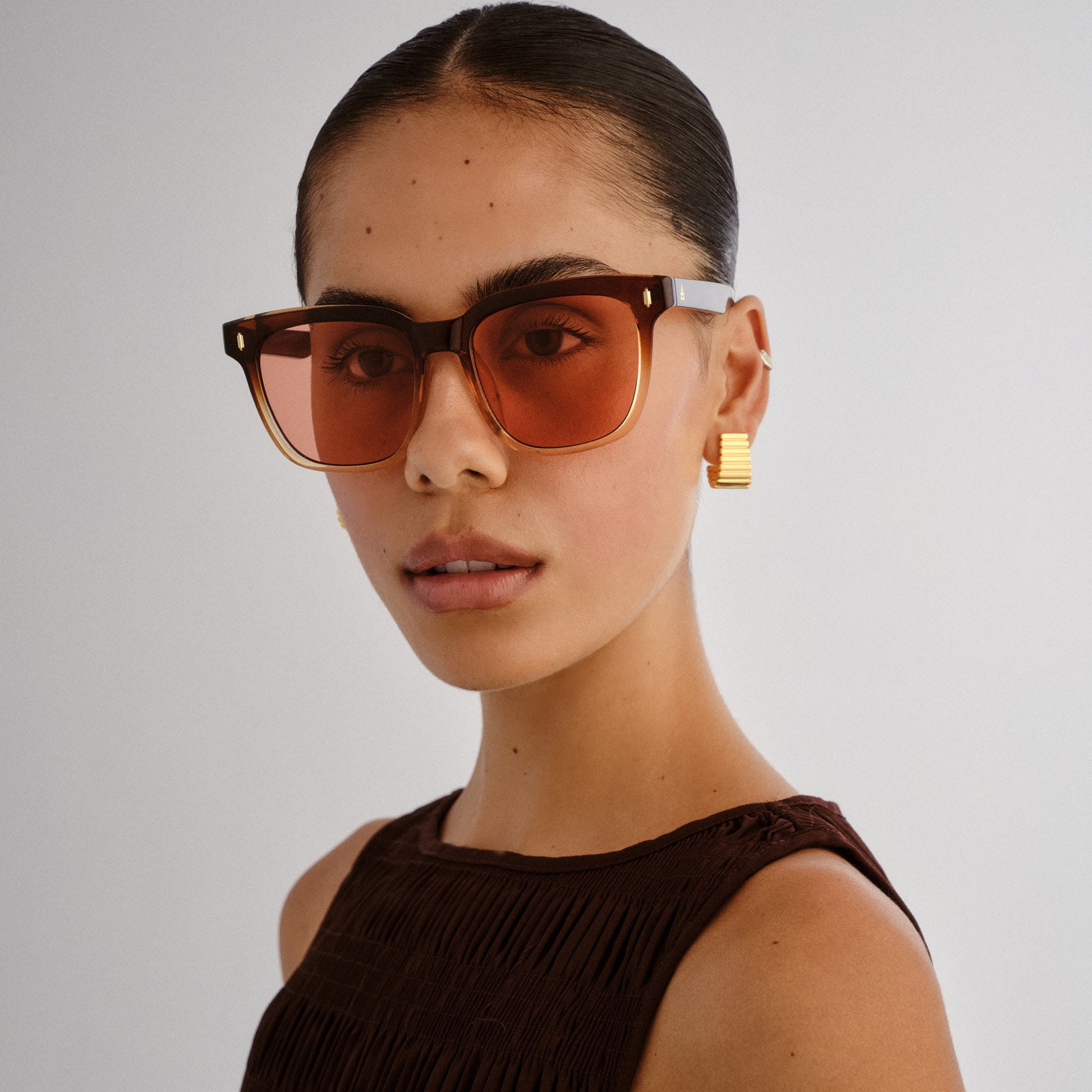 Lunar Brown Grad Uni-Sex Rectangle Sunglasses | Aire