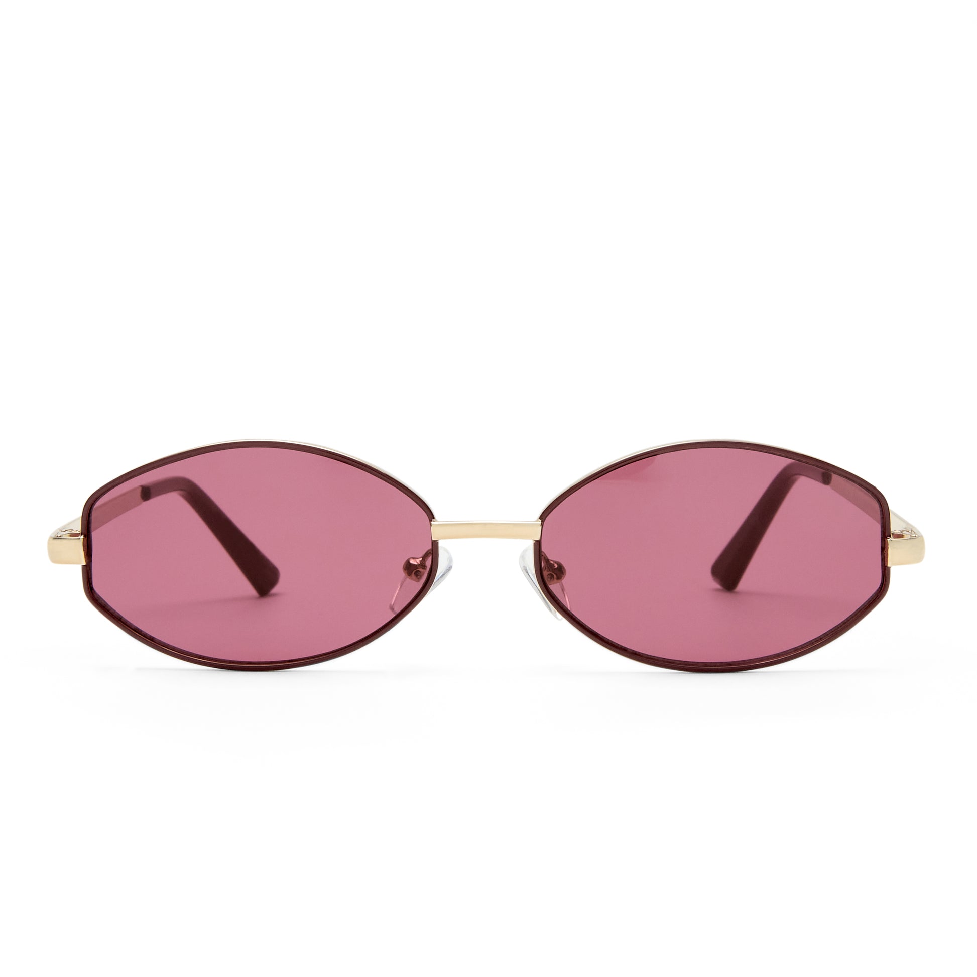 Objective Gold Burgundy Mono Female Oval Sunglasses | Aire