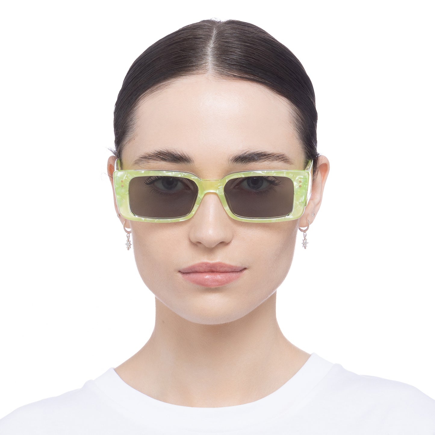 Orion Glowing Green Marble Uni-Sex Rectangle Sunglasses | Aire