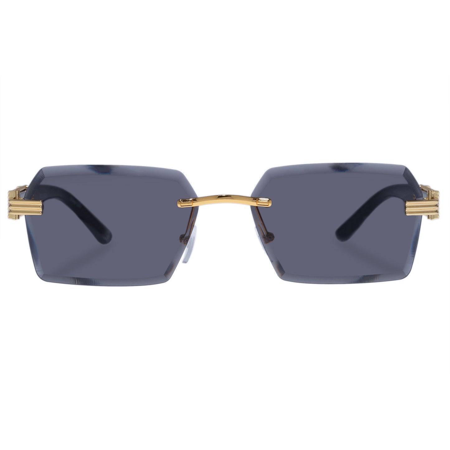 Nebula Bright Gold Black Uni-Sex Rectangle Sunglasses | Aire