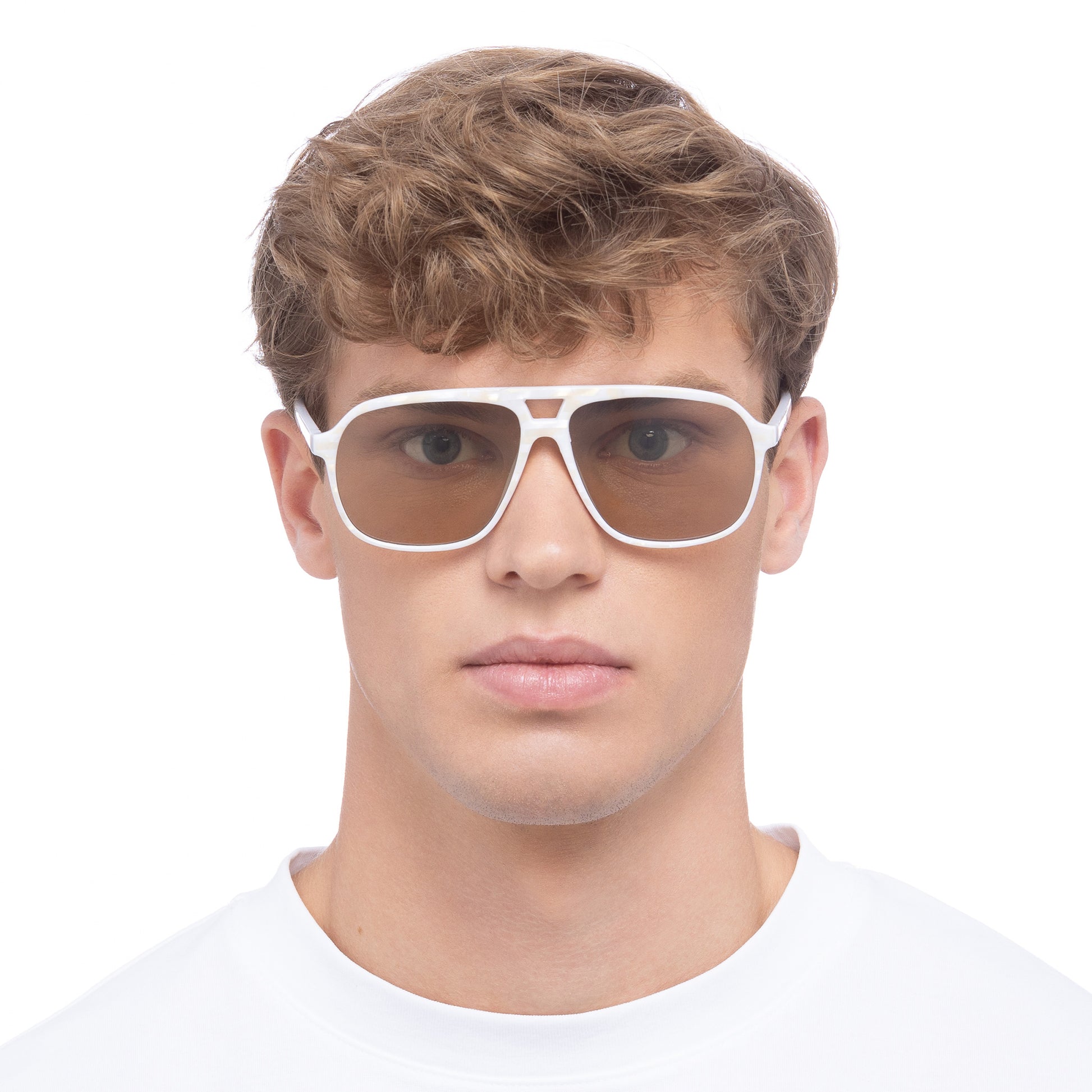 Monoceros White Marble Uni-Sex Aviator Sunglasses | Aire