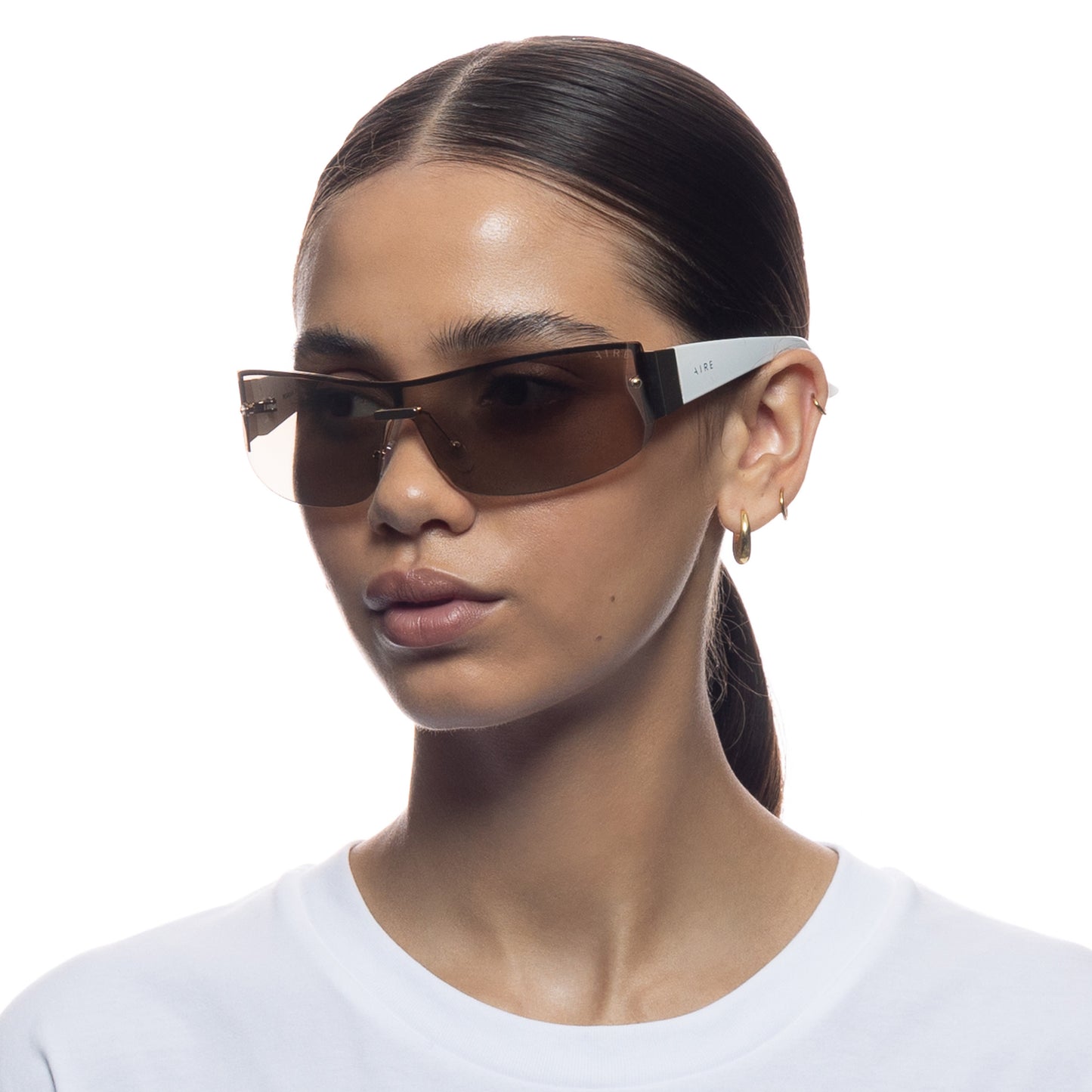 Pegasus Soft Gold White Female Wrap Sunglasses | Aire