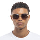 Nebula Bright Gold Woodgrain Uni-Sex Rectangle Sunglasses | Aire