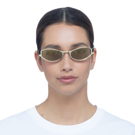 Retrograde Gold Uni-Sex Oval Sunglasses | Aire