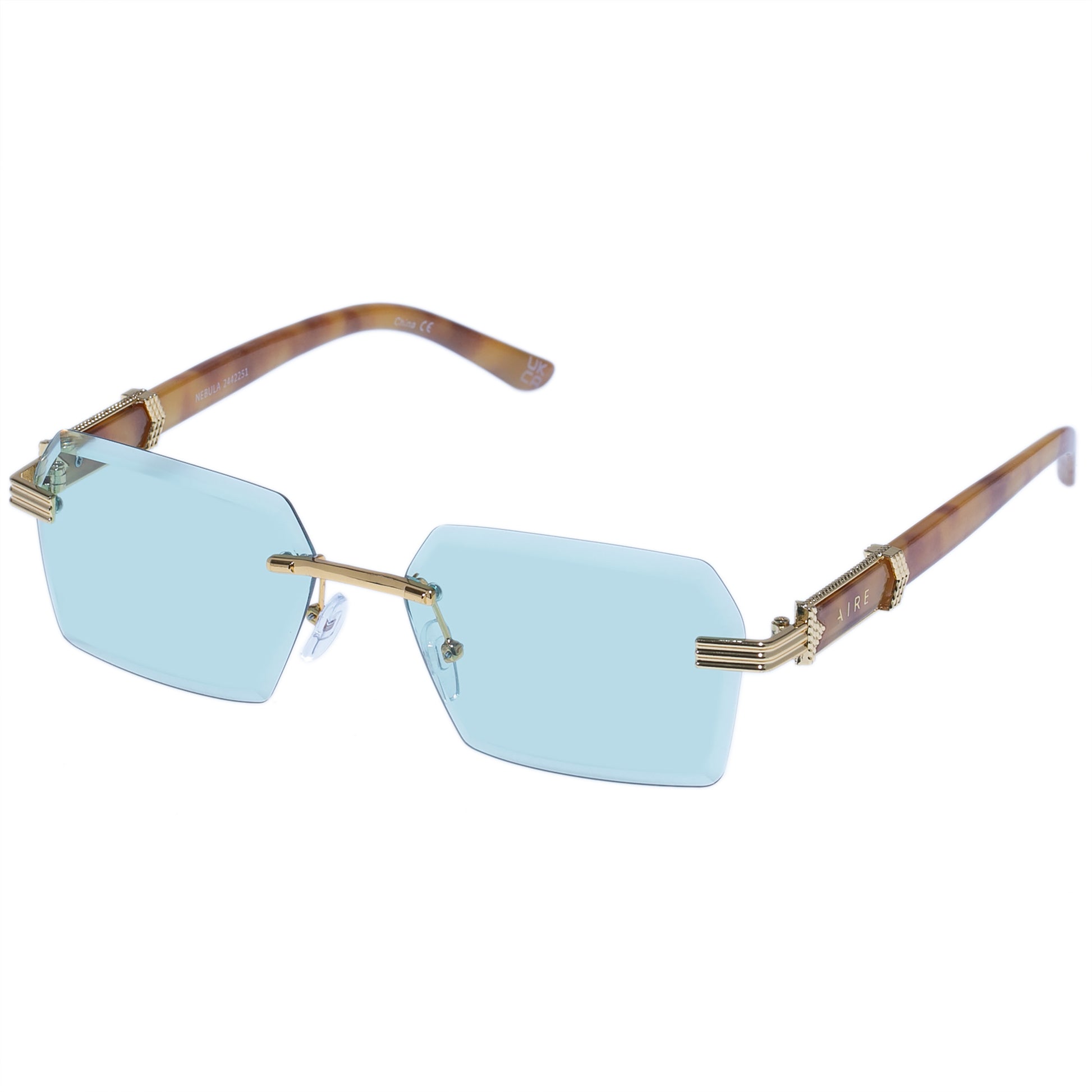 Nebula Bright Gold Vintage Tort Uni-Sex Rectangle Sunglasses | Aire