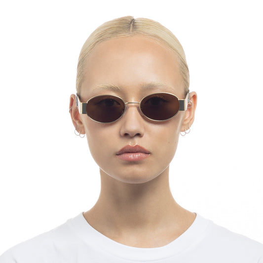 Mars Satin Gold Charcoal Tort Uni-Sex Oval Sunglasses | Aire